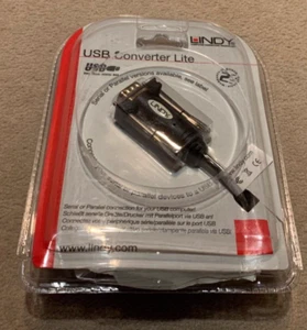 LINDY Converter Lite USB Seriell or parallel RS232 D9 M/USB A M 42855 +Driver CD - Zdjęcie 1 z 7