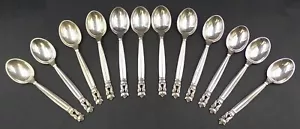 Set of 12 Vintage GEORG JENSEN Denmark ACORN Sterling Silver Espresso Spoons - Picture 1 of 8