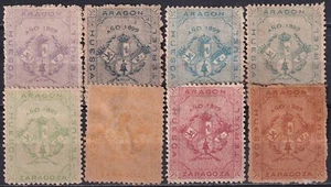 España 1899 sellos separatistas Nathan 3 ARAGÓN TERUEL HUESCA ZARAGOZA 8 colores III - Imagen 1 de 2