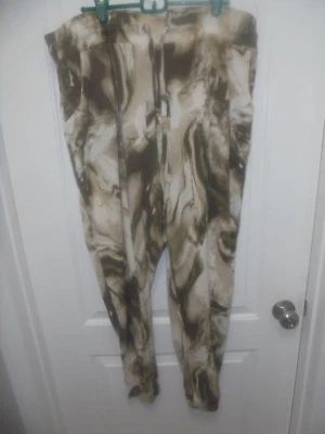 Французская прачечная коричневый белый галстук краситель эластичный пояс шнурка длинные брюки размер 3 X - Изображение 1 из 4