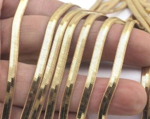 Flat Snake chain Raw Brass 3mm Z176 Thickness : 0.5mm - Picture 1 of 1
