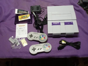 #407 NINTENDO SNES, NEW SHINY GRAY SHELL with multicart, & listed accessories - Picture 1 of 10