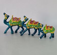 Indian Hand wrought Paper Mache Miniature Camel 3 Piece Set, Home Decor