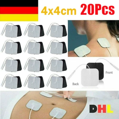 NULLNET 20x TENS Elektroden Pads für Reizstrom Gerät.4x4cm. 2mm-Stecker.Klebeelektroden