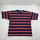 Vintage Class 955 T Shirt Womens Medium Blue Pink Stripes Basic Shirt Pocket 90s