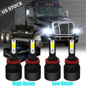 4pcs For Freightliner Cascadia 08-17 H11 LED Headlight Combo Bulbs High Low Beam - Picture 1 of 12