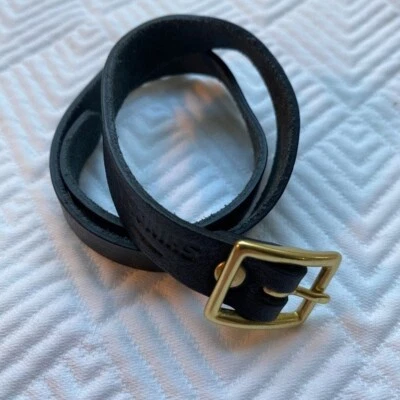 Shinola Leather Black Wrap Buckle Closure Bracelet, Brass Buckle - Image 1 of 4