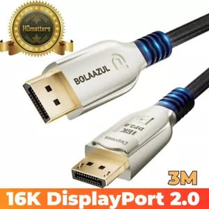 DisplayPort 2.0 Cable Male to Male 20 Gbps 16K DP 2.0 Cable 8K/120Hz 4K/144Hz - Picture 1 of 13