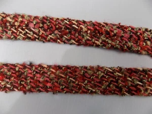 1 MT SBIECO BORDATORE SCIALLI MENTELLE GIACCHE EFFETTO LANA MELANGIATO ROSSO - Picture 1 of 1