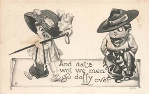 DE COLECCIÓN CÓMIC POSTAL OJOS DE VAQUERO CHICA BONITA HOMBRES GO DAFFY OVER 1910 0609024 T - Imagen 1 de 2
