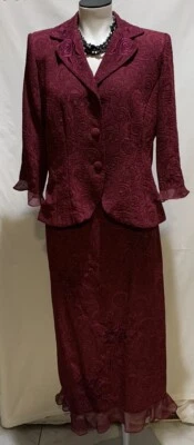 ❤️Juego de 2 piezas falda plaza sur talla 10 rojo frambuesa bordada usado en excelente estado Foto 1 de 4