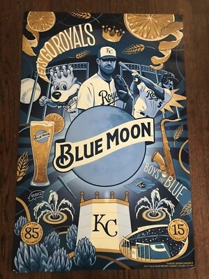 Kansas City Royals Blue Moon Poster 1985 2015 World Series Champions Beer 2017 - Image 1 of 4