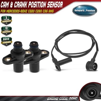 2x Árbol de levas y 1x Sensor de posición del cigüeñal para Mercedes-Benz C220 C280 C36 AMG Foto 1 de 4