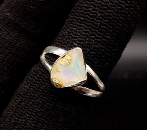 Raw Fire Ethiopian Opal Ring, Sterling Silver Handmade Ring, Christmas Gifts Her - Picture 1 of 6