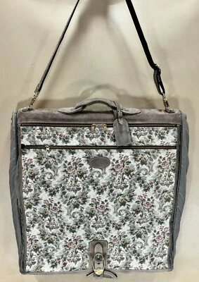 FRENCH LUGGAGE CO "GRAY ROSE" SUEDE TAPESTRY 24” Bifold GARMENT HANG-UP BAG USA - Image 1 of 4