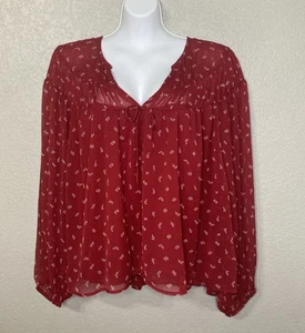 Top romantico donna Old Navy trasparente overlay fata scuro taglia XXL rosso vacanza - Foto 1 di 16