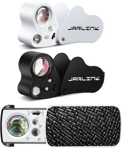 Paquete de 3 Lupas Joyeros JARLINK, 30X 60X 90X Iluminadas Negro, Blanco  - Imagen 1 de 3