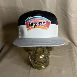 San Antonio Spurs NBA Black White & Grey Snapback Mitchell & Ness Hat Rare - Picture 1 of 7