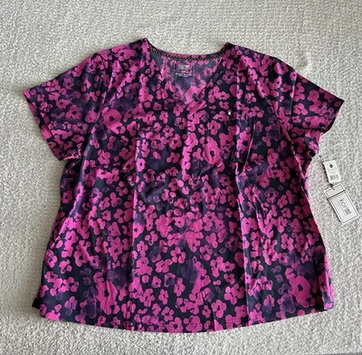 Koi Next Gen Scrub Top Women’s Sz 3X Pink Cheetah Azalea Stretch Nursing Medical - Image 1 of 4