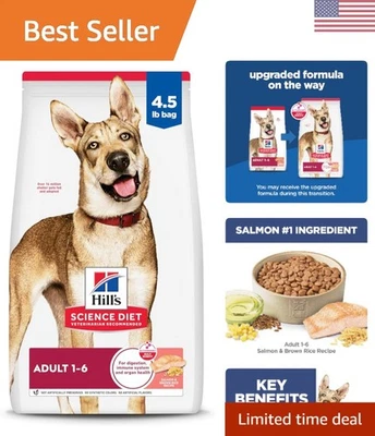 Comida recomendada por veterinarios para perros, salmón y arroz integral - 4,5 lb para perros adultos Foto 1 de 4