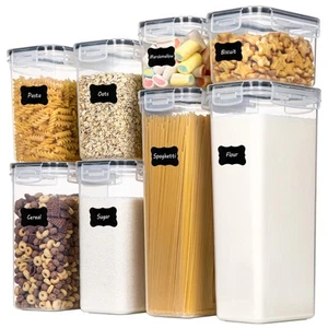 Airtight Food Storage Containers with Lids 8 PCS Plastic Canisters for Kitchen - Picture 1 of 7