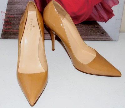 Bomba de cuero Kate Spade regaliz patente puntiaguda talla 10 $389 tostado #8 Foto 1 de 4