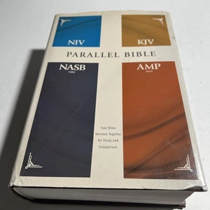 NIV, KJV, NASB, Amplified, Parallel Bible, Hardcover: Four Bible Versions Togeth - Picture 1 of 4