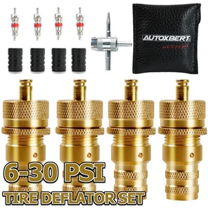 4 x Adjustable Automatic Brass Tire Deflators 6-30 PSI ATV RAPID Air Down Tool - Picture 1 of 12
