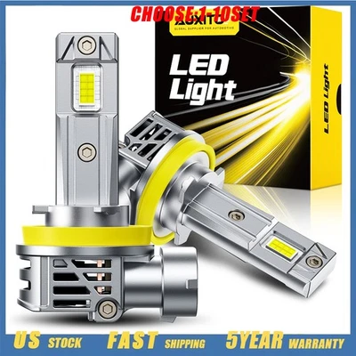 H11 H8 LED Headlight Bulbs 48000LM 6500K White High/Low Beam Super Bright 2-20X - Image 1 of 4
