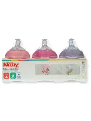 Nuby Baby 3-Pack Infant Baby Bottles - pink/multi, one size - Image 1 of 2