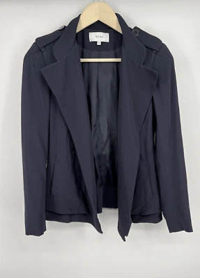 Chaqueta Blazer Reiss Mujer Manga Larga Frente Abierto Detalle Hombro Azul Talla 0 Foto 1 de 4