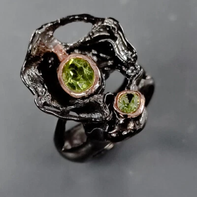 Natural  Not Enhanced Peridot Ring 925 Sterling Silver Size 8.5 /B-R2032 - Image 1 of 4