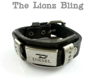 Urban Industrial Style Armband echtes schwarzes Leder & Metallplatte breites Band  - Bild 1 von 5