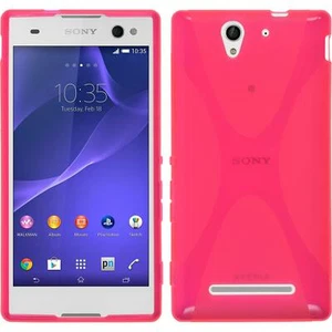 Silicone Case for Sony Xperia C3 Pink X-Style + 2 Screen Protectors - Picture 1 of 4