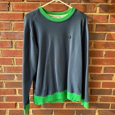 Oakley Sweatshirt XL Blue with Green Crew Cotton Slim Fit Vintage High Quality! - Image 1 of 4