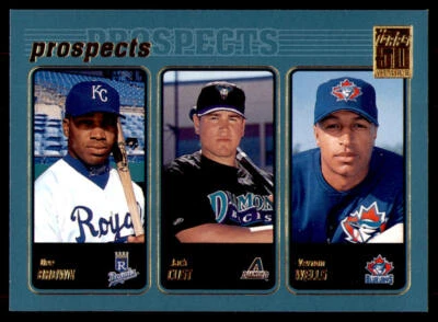 2001 Topps #736 Dee Brown / Jack Cust / Vernon Wells PROS - Image 1 of 2