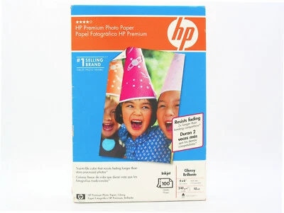 NEW HP Premium Photo Paper Glossy 4x6 100 Sheets Inkjet Q1990A - FREE SHIPPING! - Image 1 of 2