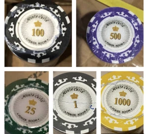 50 Monte Carlo Poker Room U Choose Color Poker Chips Casino Chips NEW - Picture 1 of 11