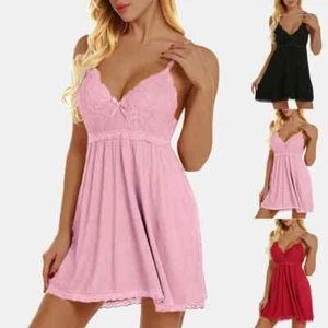 Camicia da notte donna taglie forti sexy pizzo babydoll lingerie camicia da notte pigiama accappatoio - Foto 1 di 27