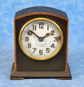 De colección. Reloj de Escritorio SETH THOMAS Cuerda Miniatura Arco Superior Caja Madera - Años 30 - Funciona - Imagen 1 de 6
