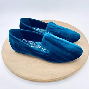 Birdies Shoes Womens 7 Blue Velvet Slip On Loafers - Picture 1 of 11