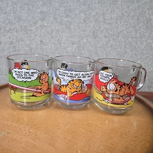 Vintage McDonalds Garfield Figuren Glas Tassen Becher 1978-1980 Jim Davis 3 Stück - Bild 1 von 13