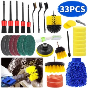 33PCS Car Detailing Brush Kit Car Cleaning Interior Exterior Wash Wheel Engine - Picture 1 of 13