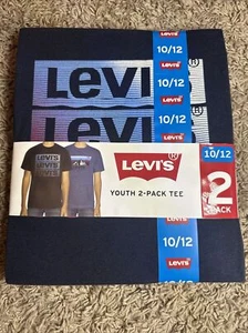 NEW Boy's Levi's 2 Pack Tee Shirts Blue Navy Blue Size Medium 10 - 12 MSRP $36 - Picture 1 of 3