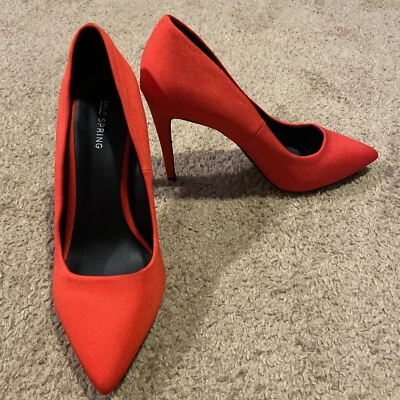 Zapatos de tacón de aguja de tela con punta de primavera Call It para mujer - rojos, talla 9 Foto 1 de 4