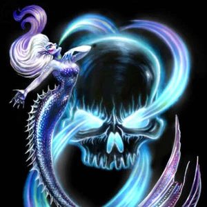 Impresión artística de sirena gótica arte de fantasía sirena póster decoración del hogar calavera pirata - Imagen 1 de 2