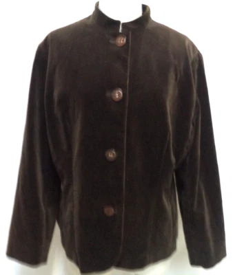 Blazer Jones New York marrom veludo botão para baixo forrado de cetim tamanho 18W 18 feminino - Imagem 1 de 4