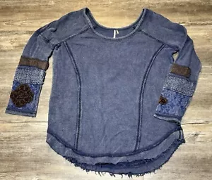 Free People Denim Inspo tunica invecchiata Soho ricamata manica lunga med pulita - Foto 1 di 4