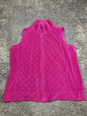 Quacker Factory Sleeveless Jacket Woman Size 1X Pink Vest Full Zip Soft - Image 1 of 4