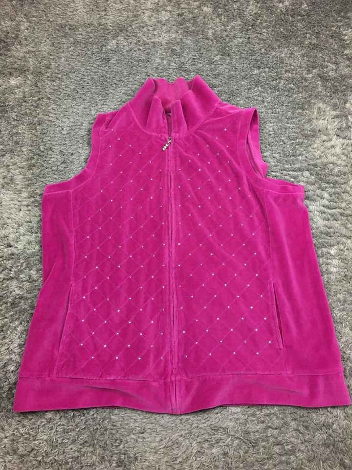 Quacker Factory Sleeveless Jacket Woman Size 1X Pink Vest Full Zip Soft - Image 1 of 4